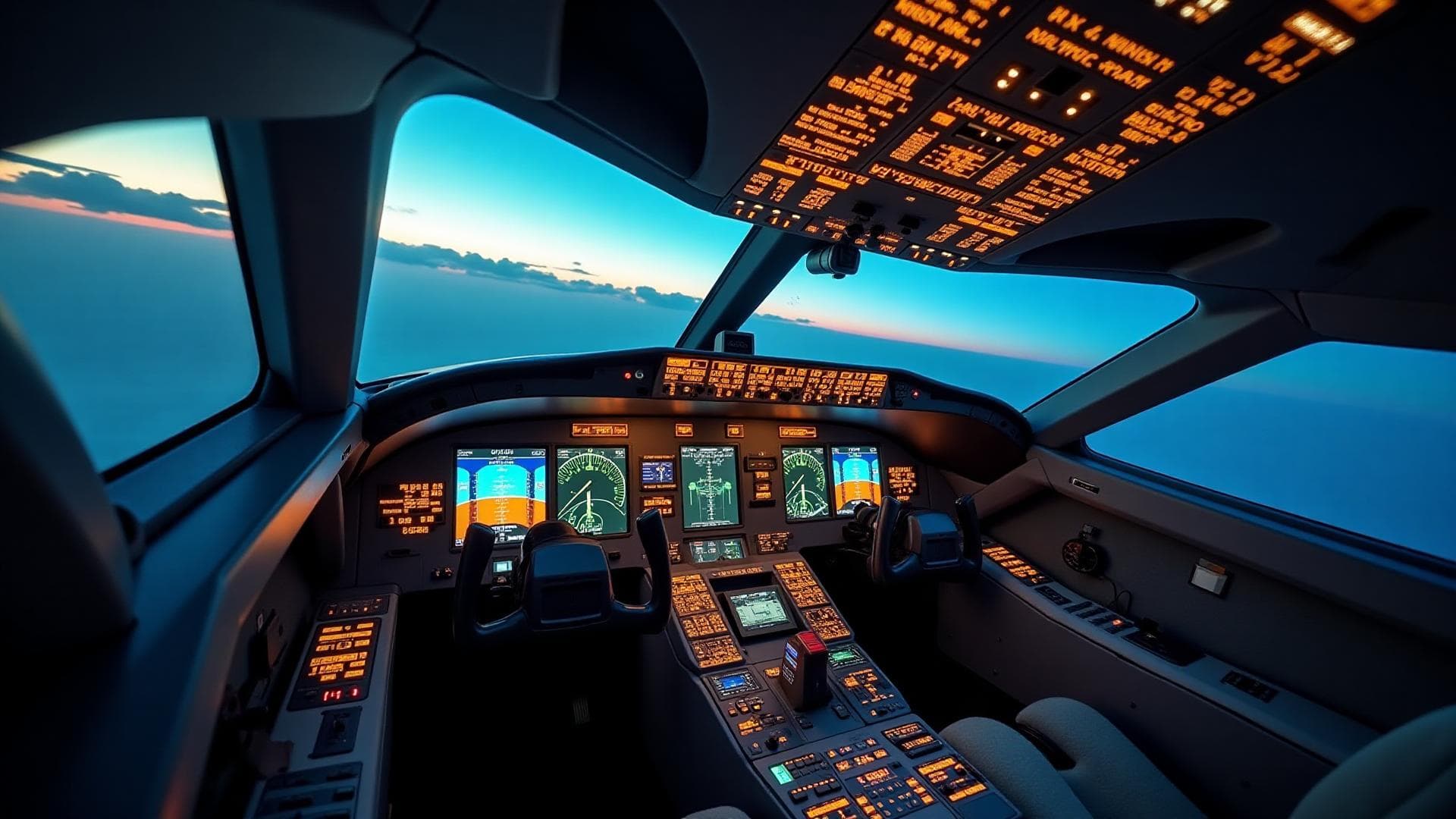 Vista cockpit simulatore Boeing 737
